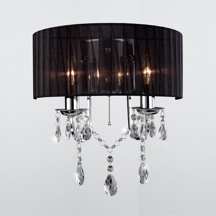 Olivia Chrome Double Wall Light with Black Shade IL30061/BL