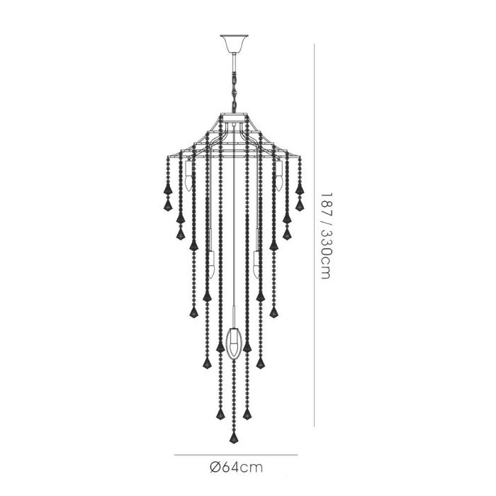 Inina 9 lamp Crystal Pendant Chrome IL30775