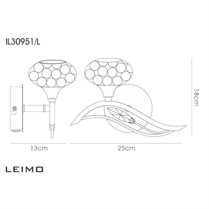 Leimo Chrome/Crystal Switched Wall Light IL30951/L