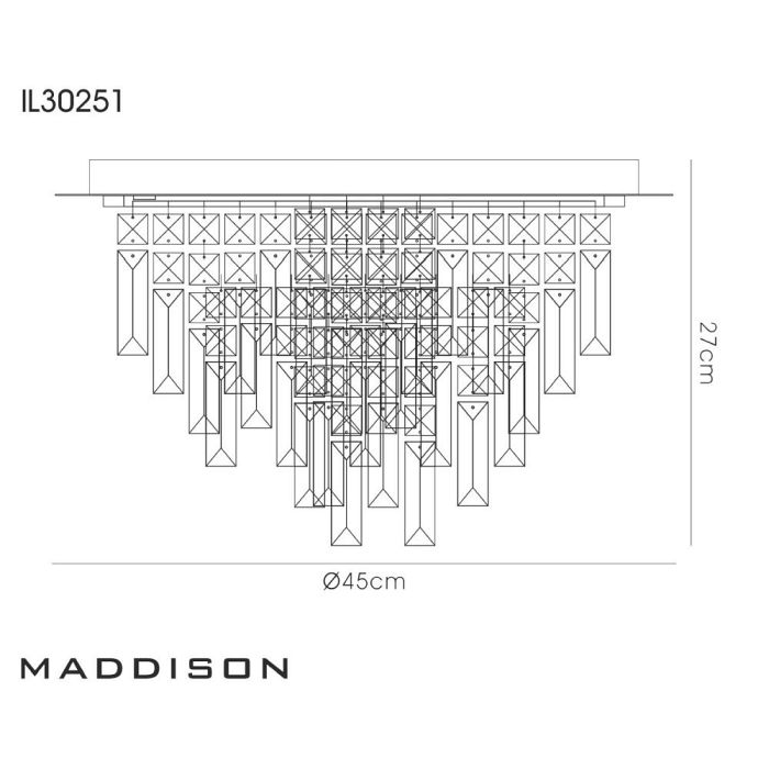 Maddison Round Crystal/Chrome Flush Ceiling Light IL30251