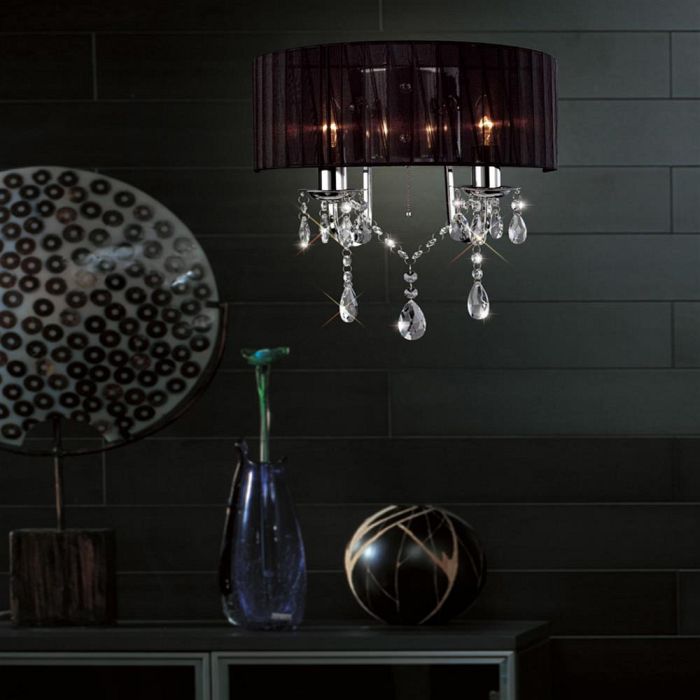 Olivia Chrome Double Wall Light with Black Shade IL30061/BL