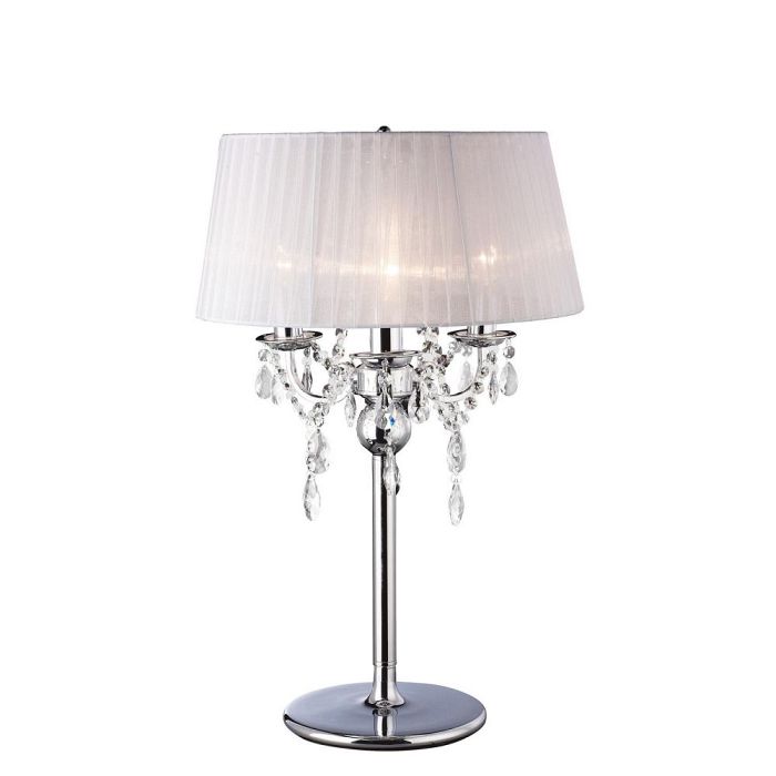 Olivia Chrome/White Crystal Table Lamp IL30062/WH