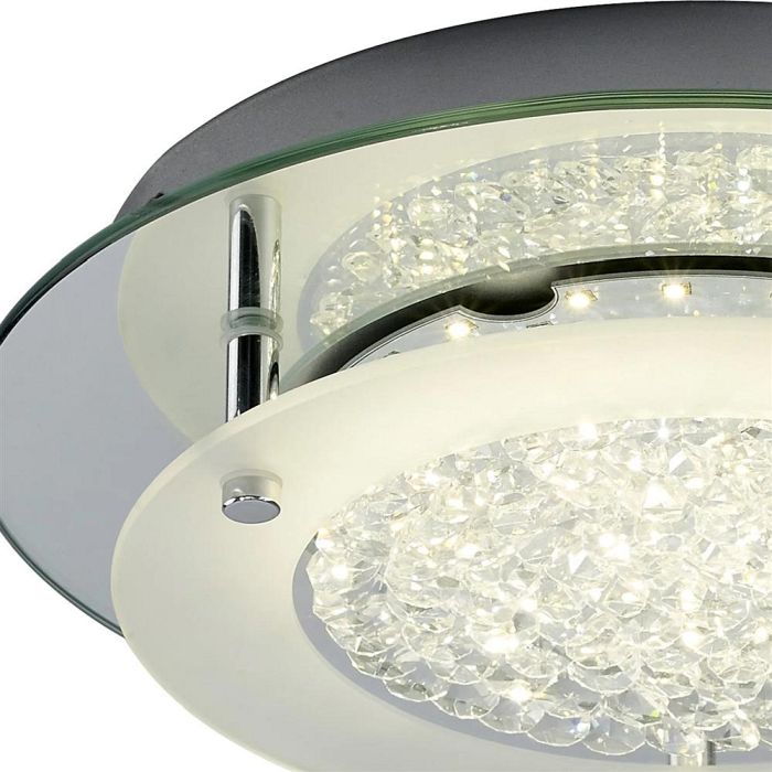 Crystal LED Mirror Chrome Medium Rounded Flush Fitting M5091