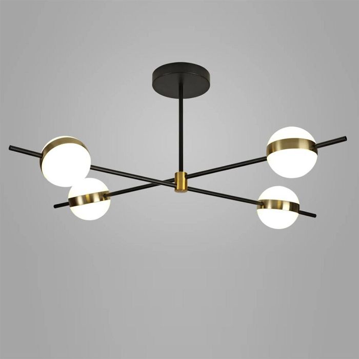 Cuba Black And Gold LED Semi-Flush Fitting M7162