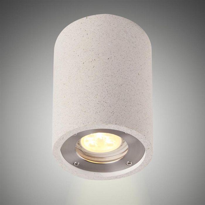 Levi Round White Concrete IP65 Ceiling Light M7184