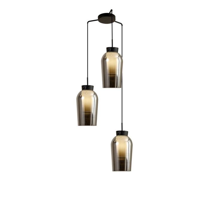 Nora 3 Light Black Marble And Chrome Glass Cluster Pendant M8284
