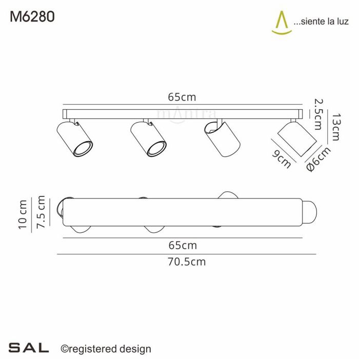 Sal Matt White Four Head Ceiling Spotlight M6280