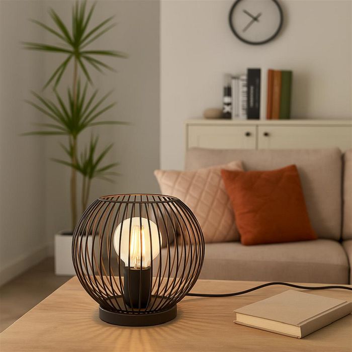 Almanzora Black Steel And Copper Table Lamp 901872