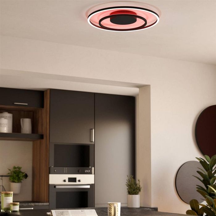 Calagrano-Z LED RGB Black Round Semi-Flush Fitting 900728