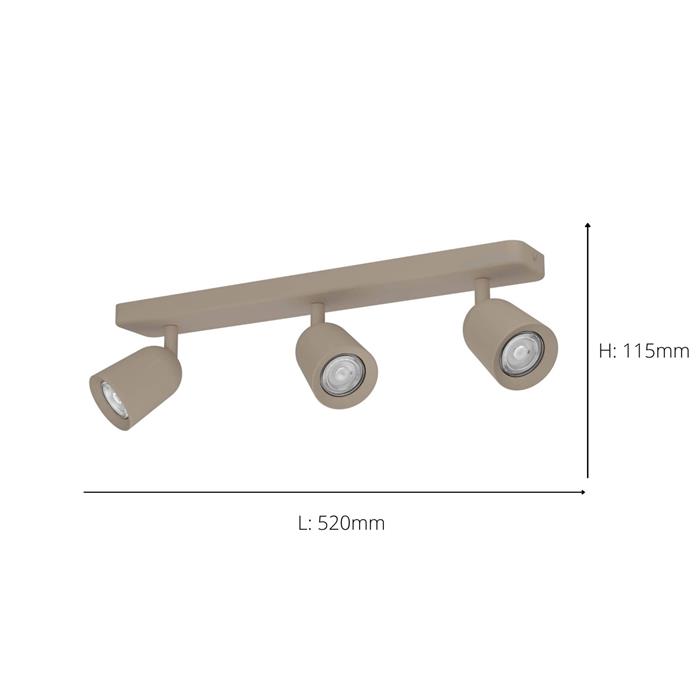 Camaldoli Sandy Beige Triple Bar Ceiling Mounted Adjustable Spotlight 902345