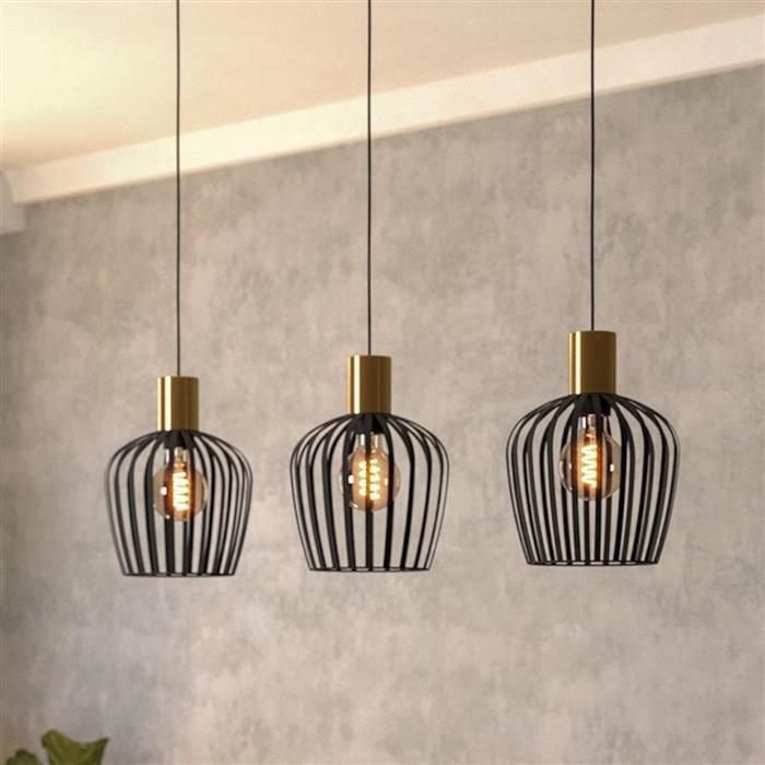 Empoli Brushed Brass And Black Triple Bar Pendant 901037