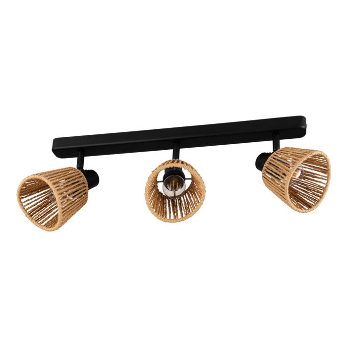 Keelby Black And Natural Braided Paper Triple Bar Spotlight 44131