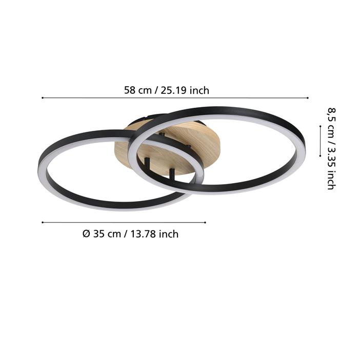 Lomaltas-Z LED Round Wood RGB And Tunable White Flush Fitting 901743