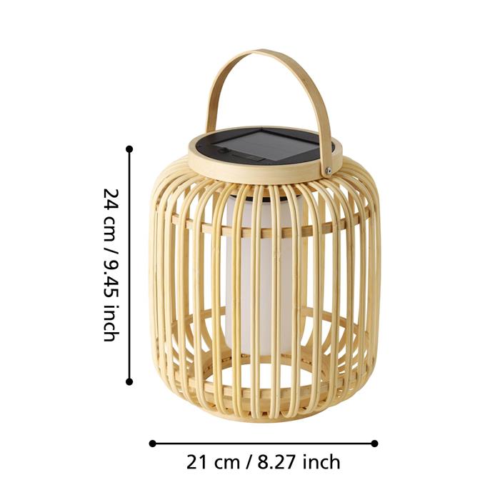 Marliano LED IP44 Light Wood And White Outdoor Solar Table Lamp 901088