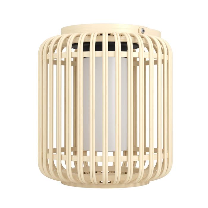 Marliano LED IP44 Light Wood And White Outdoor Solar Table Lamp 901088