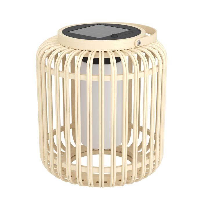 Marliano LED IP44 Light Wood And White Outdoor Solar Table Lamp 901088