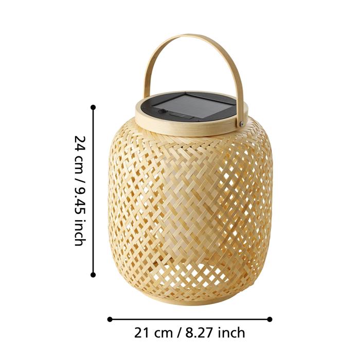 Marliano LED IP44 Woven Light Wood Outdoor Solar Table 901087