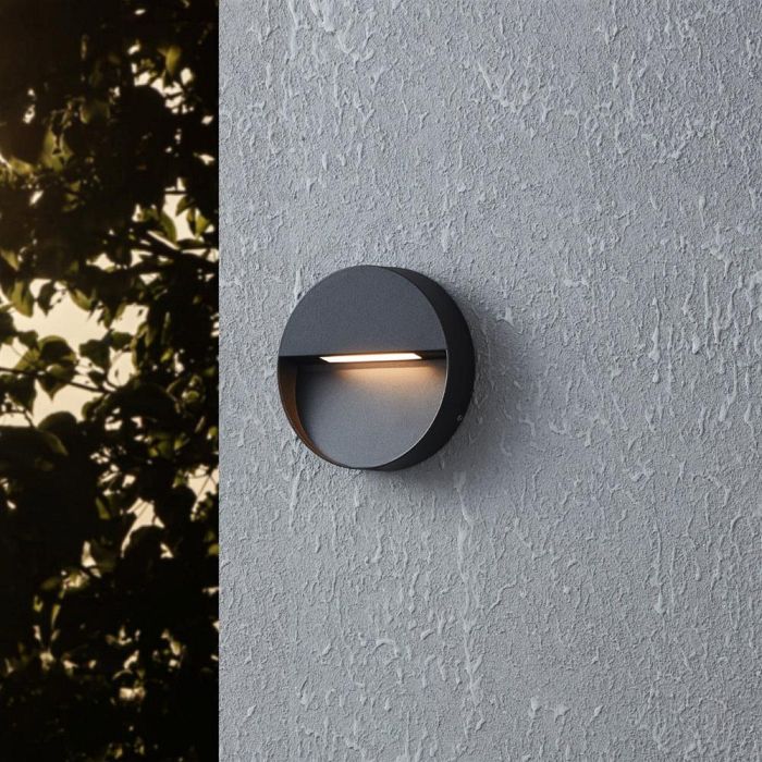 Maruggio LED IP65 Black Round LED Outdoor Wall Light 900888