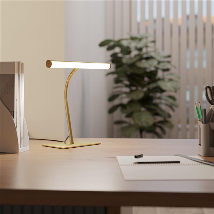 Riccione LED Brushed Brass CCT Touch Adjustable Reading Arm Table Lamp 901983