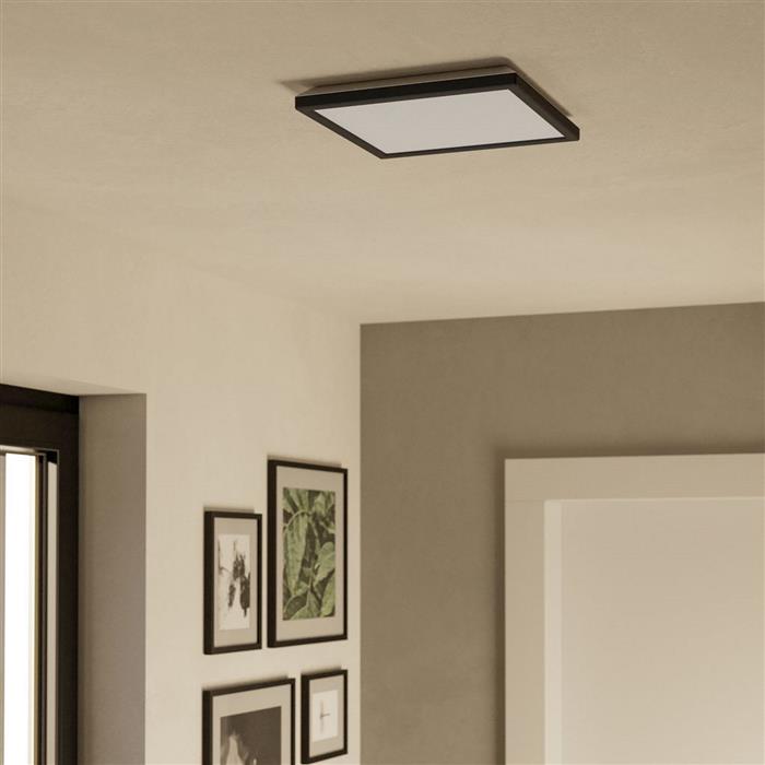 Rovito IP44 Small Black Square LED CCT Flush Bathroom Fitting 901442