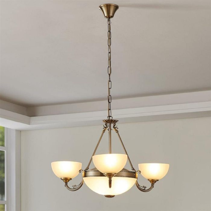 Savoy Antique Brass Five Light Multi-Arm Pendant 82748