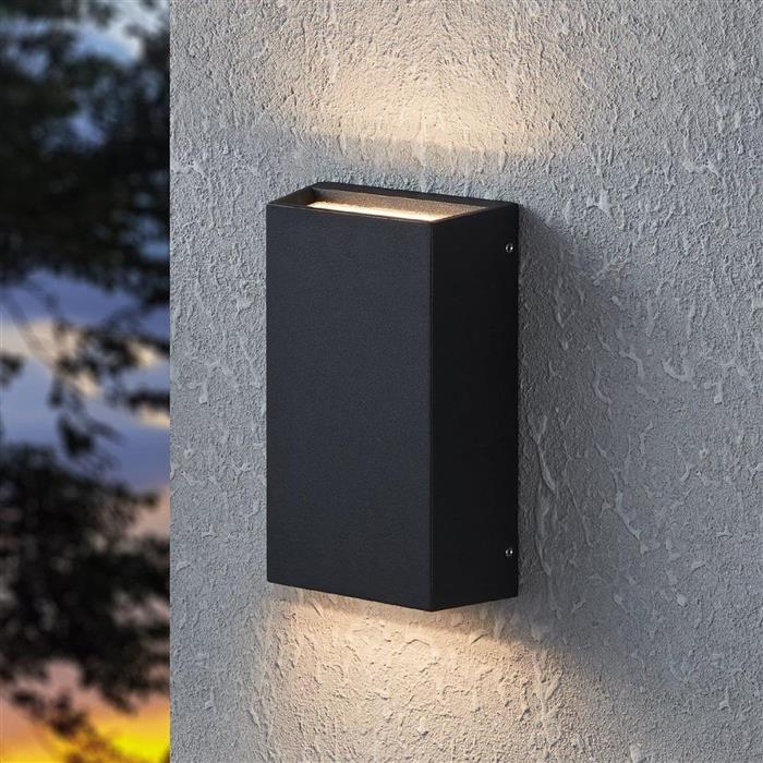 Spongano LED Black Angled Aluminium IP65 Outdoor Wall Light 900886