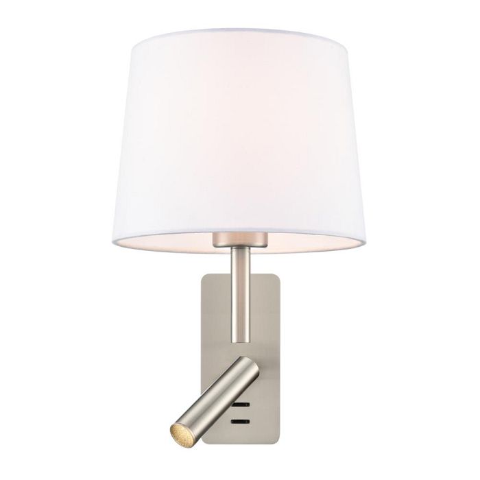 Christie LED Dual Satin Nickel And Off White Shade Reading Wall Light WB614