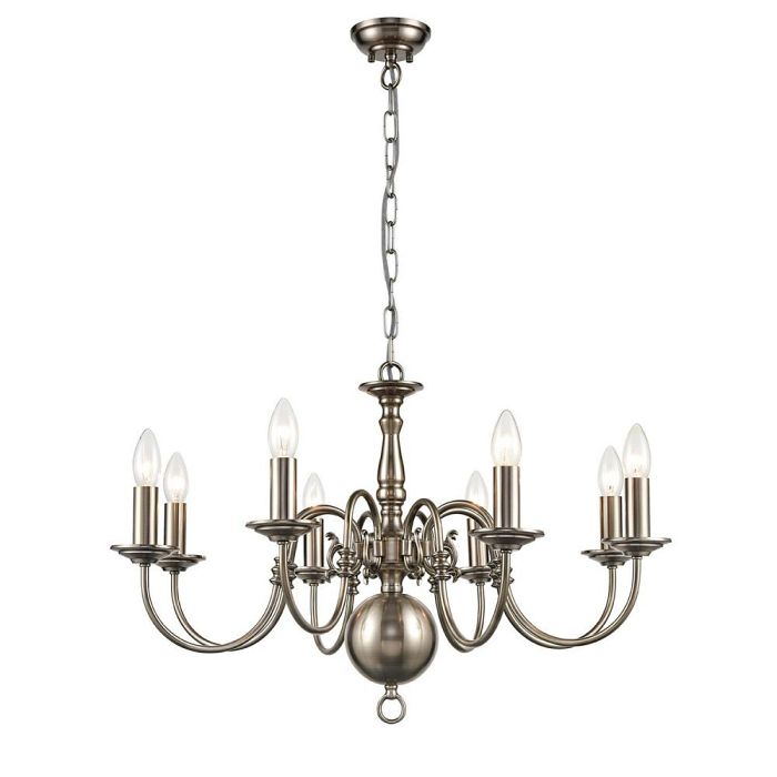 Mondrian Large 8 Light Pewter Multi-Arm Fitting FL2450-8