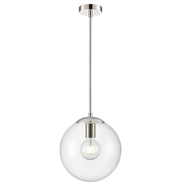 Globe IP44 Polished Nickel And Clear Globe Glass Pendant PCH498-372