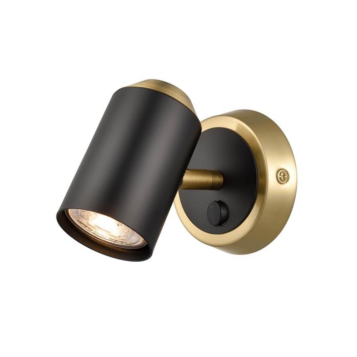 Hollywood Round Matt Black & Brushed Brass Wall Light SPOT9101