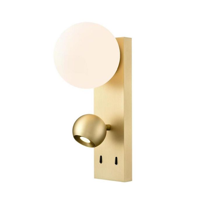 Iris Dual Satin Brass And Opal Glass LED Wall Fitting WB426