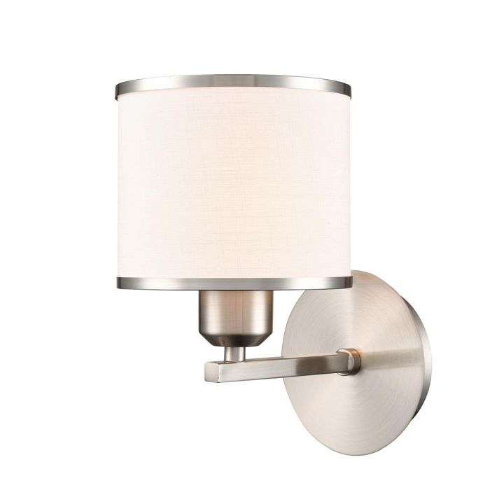 Sirius Satin Nickel And Off White Textured Shade Wall Light FL2495-1
