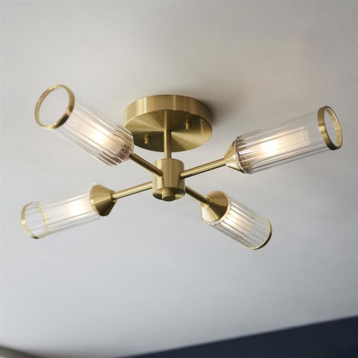 Satin Brass Plated Four Light Semi-Flush Aciphylla-LN40