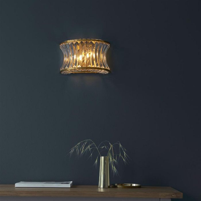Warm Brass Plated And Glass Wall Light Alfie-25W