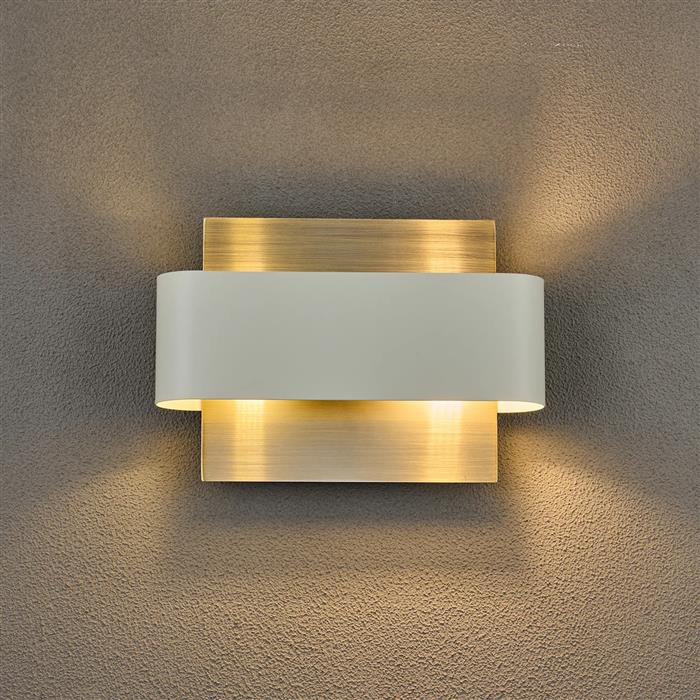 Accokeek Antique Brass And Beige Stone Double Wall Light 367850