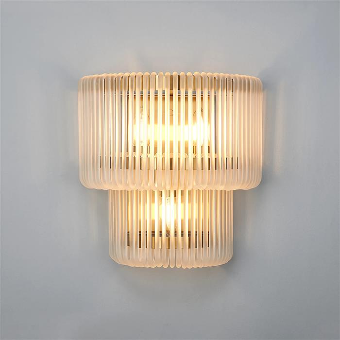 Acushnet Brass And Frosted Glass Triple Wall Light 377763 