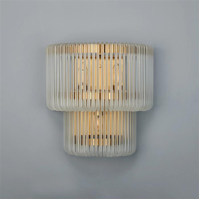 Acushnet Brass And Frosted Glass Triple Wall Light 377763 