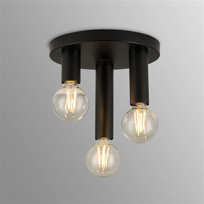 Acworth Satin Black 3 Light Round Flush Fitting 359037