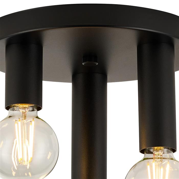 Acworth Satin Black 3 Light Round Flush Fitting 359037