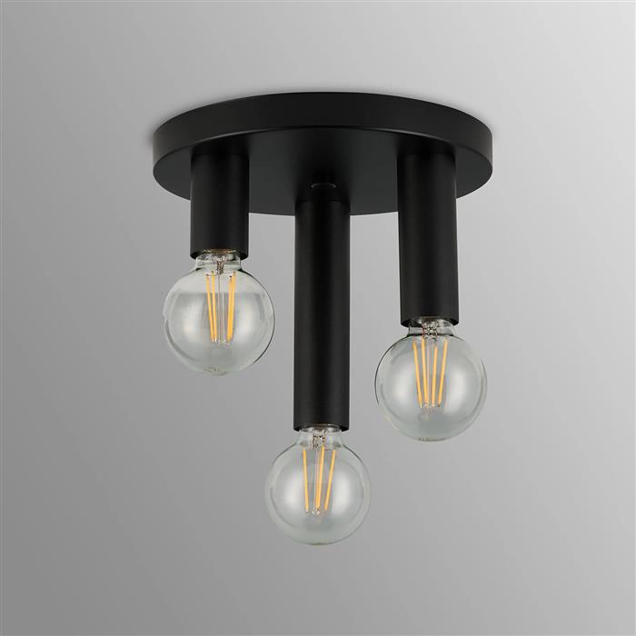 Acworth Satin Black 3 Light Round Flush Fitting 359037