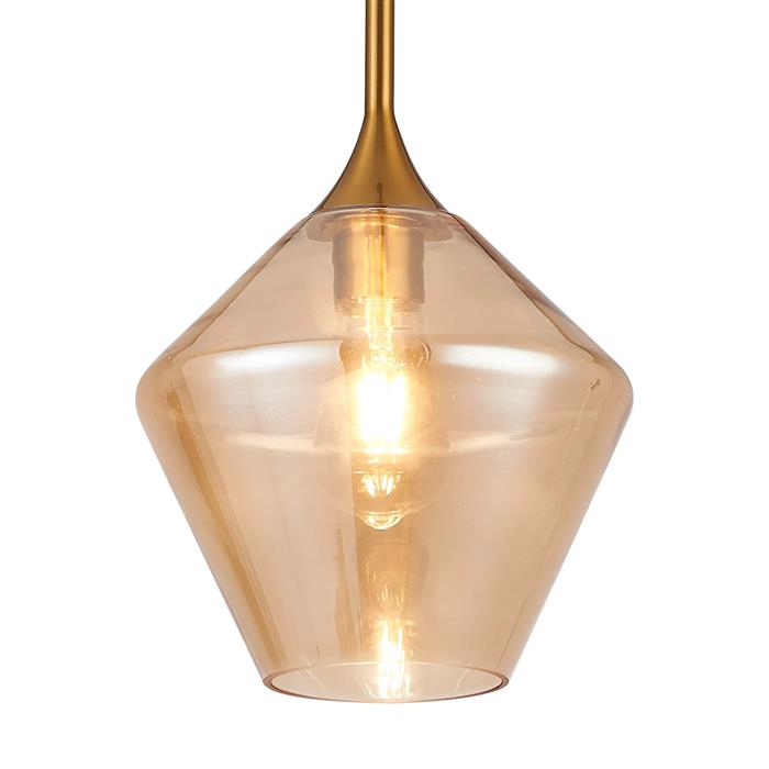 Addison Brass And Amber Diamond Glass Single Pendant 356586