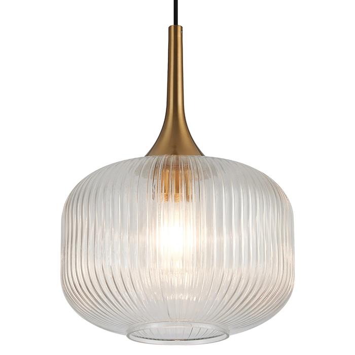 Addison Brass And Clear Ribbed Pumpkin Glass Pendant 356626
