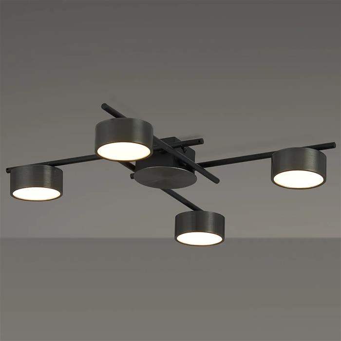 Alamo Gun Metal And Sand Black 4 Light LED Flush Fitting 365960 