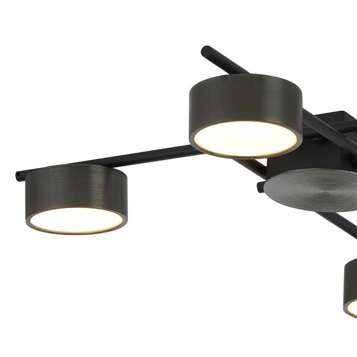 Alamo Gun Metal And Sand Black 4 Light LED Flush Fitting 365960 