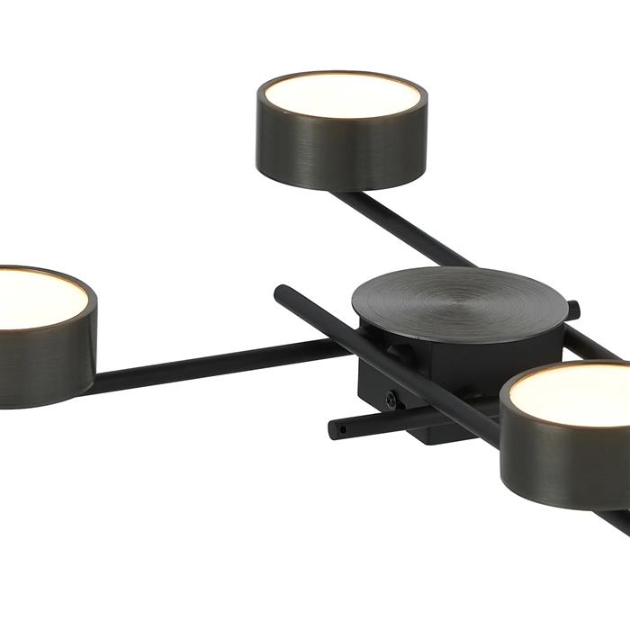 Alamo Gun Metal And Sand Black 4 Light LED Flush Fitting 365960 