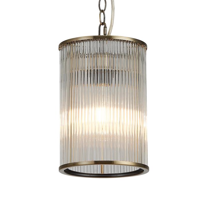Albany Antique Brass And Clear Small Single Ceiling Pendant 370044 
