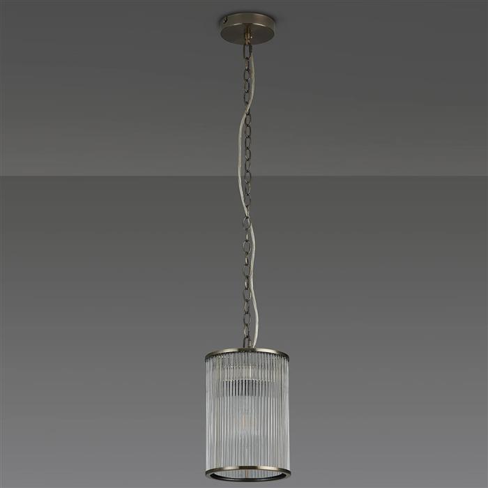 Albany Antique Brass And Clear Small Single Ceiling Pendant 370044 