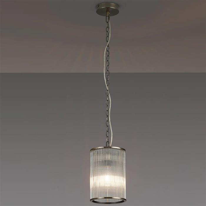 Albany Antique Brass And Clear Small Single Ceiling Pendant 370044 