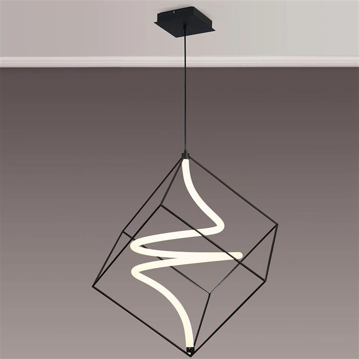 Ambrose Sand Black LED Spiral Large Ceiling Pendant 354400 