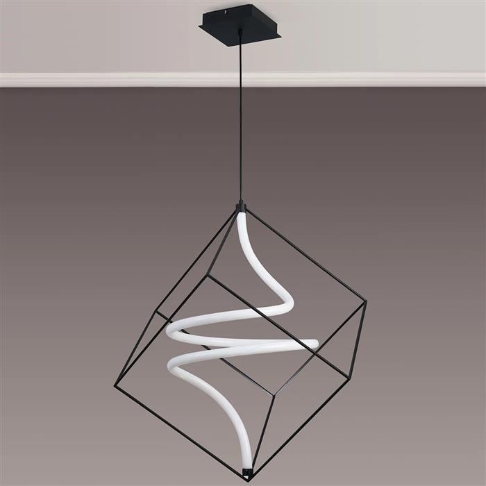 Ambrose Sand Black LED Spiral Large Ceiling Pendant 354400 